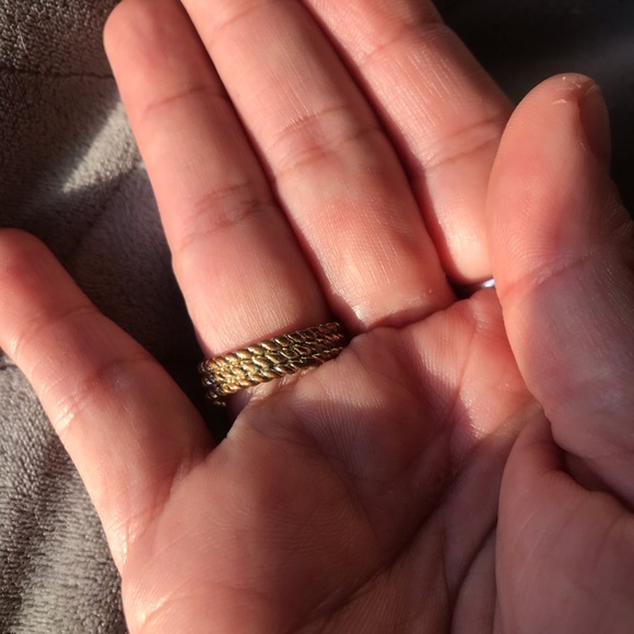 Three stone peridot, Smokey quarts, and aquamarine size 7 ring - Picture 5 of 8